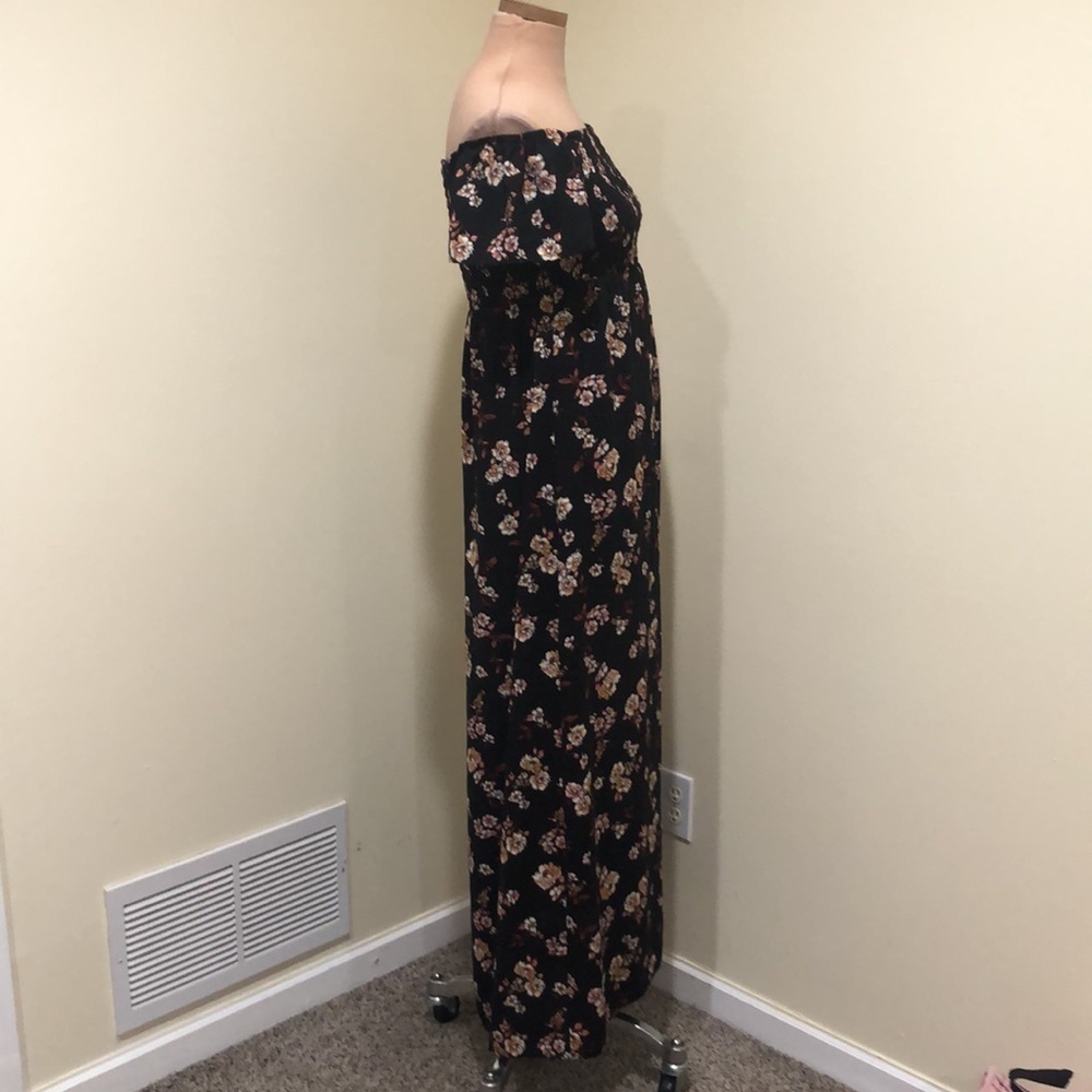 Nordstrom Socialite Maxi Dress Size XS Black Floral Off Shoulder OTS - Picture 5 of 11